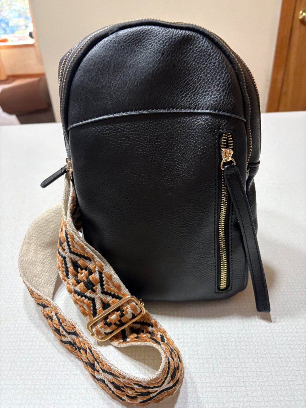 NWT Black Metro Muse Sling with Embroidered Strap